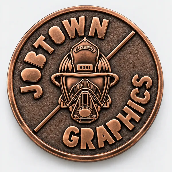 Challenge coin in antique copper finish