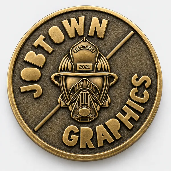 Challenge coin in antique gold finish