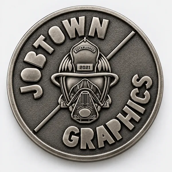 Challenge coin in antique nickel finish