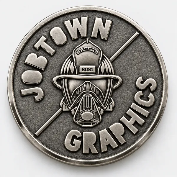 Challenge coin in antique silver finish