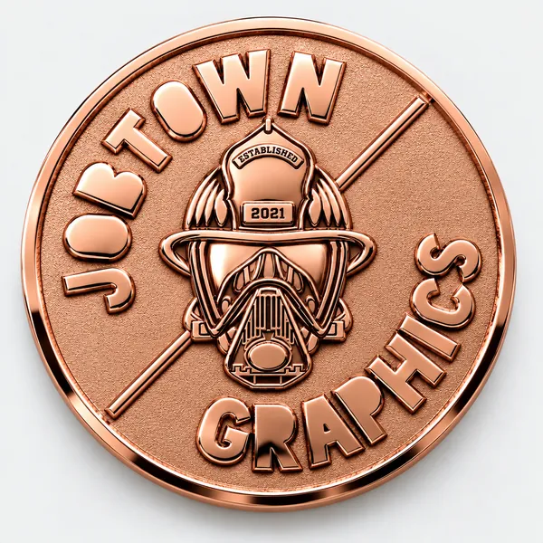 Challenge coin in polished copper finish