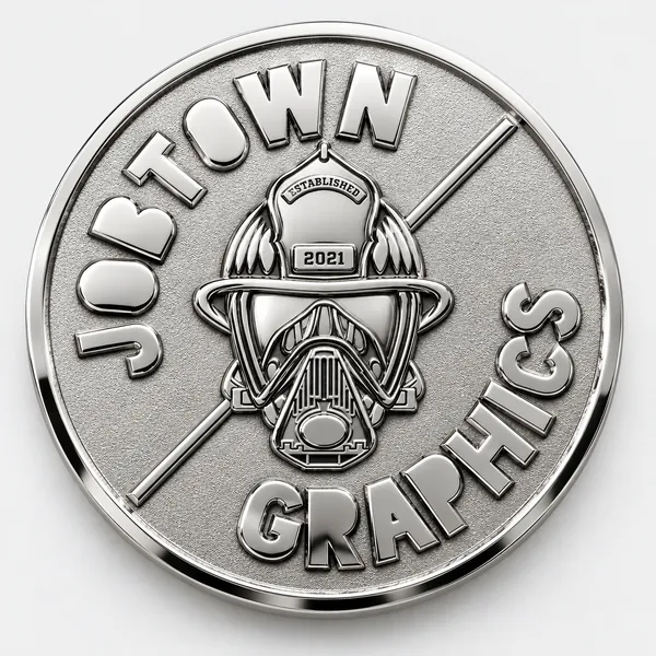 Challenge coin in polished silver finish