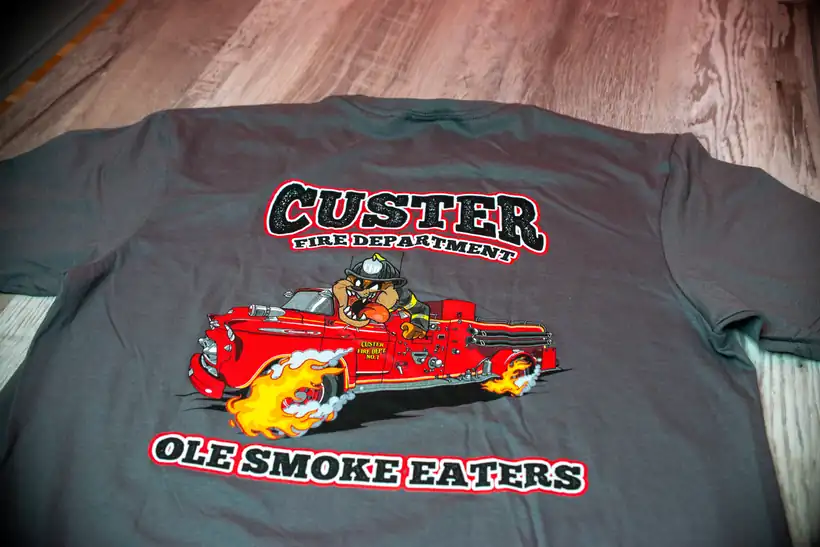 Custom printed Custer fire department shirt
