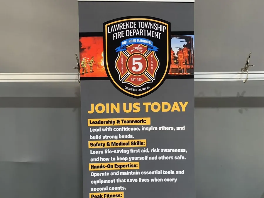 Lawrence Township Fire Department recruitment retractable banner