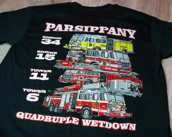 Custom printed Parsippany wetdown shirt