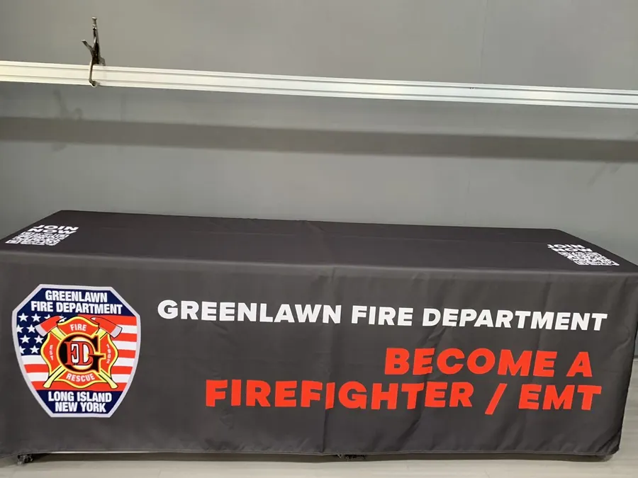 Greenlawn Fire Department fitted recruitment table cover