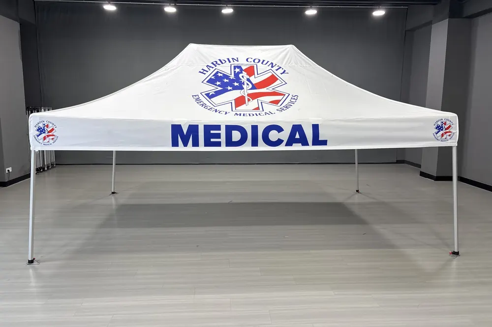 Custom printed 10x15 Hardin County EMS medical tent